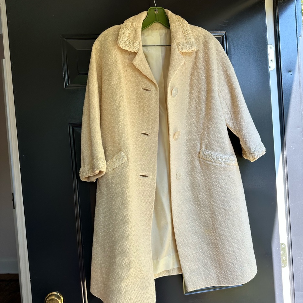 Vintage Retro Cream 60s Swing Jacket Coat
